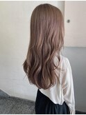 ピンクベージュ ロングヘア ブリーチなしsk