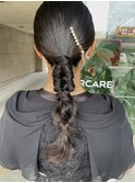 個性派ヘアセット。