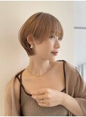 マッシュショート 似合わせ 小顔 丸み 可愛い ベージュカラー