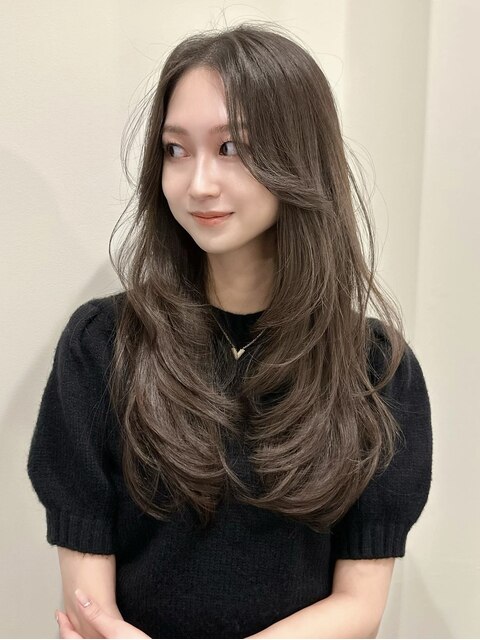 韓国風/レイヤー/小顔カット/前髪/透明感カラー