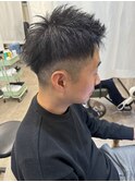 メンズカットフェード白髪ぼかしツーブロックショート40代50代