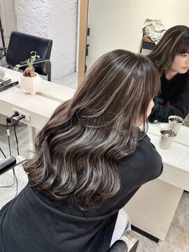 ブレンド 渋谷(BLend) ホワイトグレージュミニウルフデジタルパーマチェリーブラウン