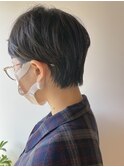 20代30代40代小顔ハンサムショートアッシュブルーブラック