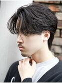 センターパートフェザーパーマシャドウパーマメンズパーマ