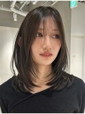 天神大名今泉ミディアムレイヤー韓国風くびれ巻き小顔透明感ヘア