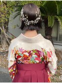 卒業式ヘアセット　袴　金箔アレンジ