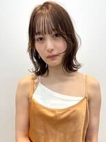 グリンプス 大濠店(Glimpse) 外ハネボブ くびれヘア シースルーバング 透明感カラー 艶感