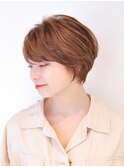 20代30代40代ショートボブ耳掛けショートウルフレイヤーベージュ