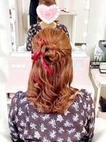 ヒャン(hyang)&nbsp;地毛お花ハーフアップ