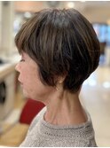 ミセス ふんわりやわらかグラデーション ショートボブ 白髪染め