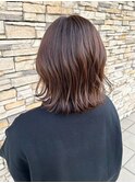 ゆるふわミディアムボブ×ブラウンカラー