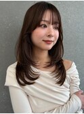 ワンホンレイヤーカット/顔周りフェザーバング/前髪カット