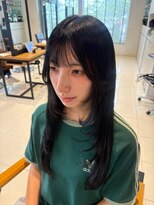アース 会津若松店(HAIR&MAKE EARTH)&nbsp;黒髪ロングレイヤー×ナチュラルストレート