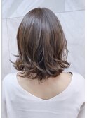 大人可愛いシースルー前髪くびれミディアム☆ベージュカラー