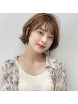 プリマ アンジュ 中目黒店(PRIMA ange) センター分けボブ20代30代40代外国人風カラーこなれヘア外ハネ