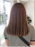 髪質改善ストレート縮毛矯正ミルクティーカラーミディアムヘアー