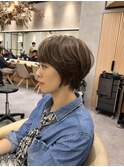 中川 白髪ぼかしハイライト前髪カット顔まわり似合わせショート