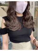 韓国風レイヤー ピンクブラウン 波巻き