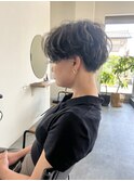 刈り上げショート×ハイライト×パーマ