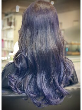 キャラ シャローネ 池袋(Chara Chalone) ロングレイヤーカットグラデーションカラーパープル個性派ちゃん
