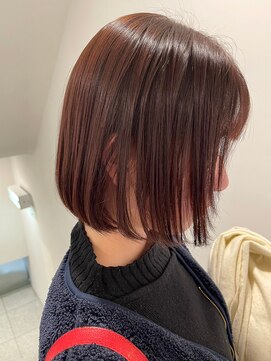 オーストヘアーフィガロ 本通り店(Aust hair Figaro) ナチュラルボブ×チェリーピンクAust/広島/本通/美容院