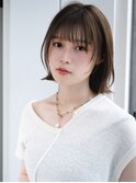 ◯波ウェーブパーマこなれミディアムパーマ薄めバング長めバング