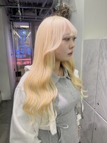 グロウ 渋谷(grow)&nbsp;☆ホワイトブロンド×プルエクステ80本☆韓国ブロンドロング