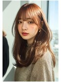 顔周りカットハッシュカットダークブラウンワンホンレイヤー韓国