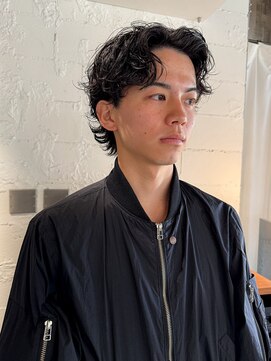 パーク(PARK) メンズセンターパートニュアンスウルフスパイラルパーマ