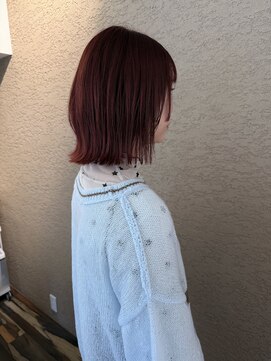 ビファインべクス(Befine becs) パツッとボブに暖色カラーの赤オレンジで血色感カラー♪