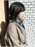 黒髮ミディ_毛先パーマ ことりベージュ