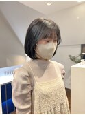 内巻きボブ　レイヤーボブ　ミニボブ　ダークカラー
