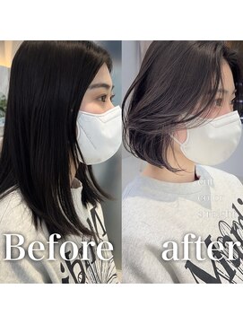 アフロートリノ(AFLOAT Leino) 【修】20代30代40代◎透明感カラー×韓国切りぱなしボブ