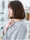 前下がり小顔ダークアッシュ切りっぱなしボブh2越谷20代30代40代