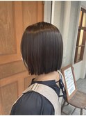 切りっぱなしボブインナーカラーブラウンカラーイルミナカラー
