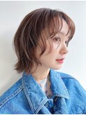 オリーブベージュショートミニボブグレージュブリーチレイヤー