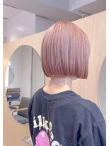 スタン 渋谷(Stam)&nbsp;ピンクベージュペールピンク切りっぱなしボブハイトーンブリーチ