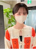 グレーベージュ透ける暗髪ショートヘアマッシュショート丸み