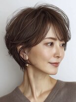 ハーツ(Heart's)&nbsp;白髪ぼかし脱白髪染め似合わせショートボブ40代50代60代