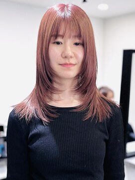 ジェムヘアスタジオ 平塚西口店(Gem Hair Studio) Gem Hair Studio 姉崎 ウルフレイヤー×ピンクベージュ