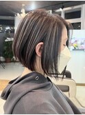 宇都宮ショートカット白髪ぼかしハイライト白髪染め髪質改善