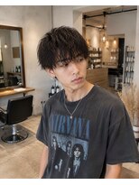 MEN's Baguz MEN'Sカット/ MEN'Sパーマ/ MEN'Sカラー 濡れ感無造作ウェーブ韓国風メンズマッシュ束感パーマ