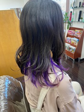 ファイン 美容室 深川店(FINE) 10代20代大人かわいい裾カラー艶感バイオレットインナー