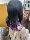 10代20代大人かわいい裾カラー艶感バイオレットインナー