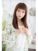 眉上バング大人ガーリーパールラベンダーエアストレートロングc1