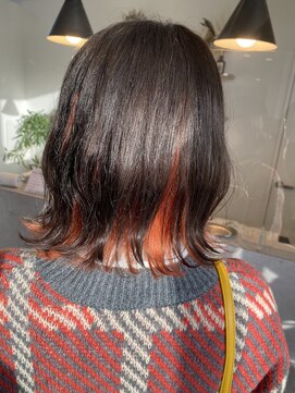 ベル(beLLe.) 人気  ブリーチ インナーカラー オレンジ かわいい