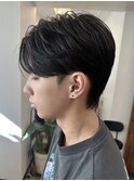 ニュアンスパーマセンターパート韓国風センター分け毛流れパーマ
