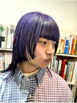 オンザ(ONTHE) パープル×ブラックデザインカラーミディアムウルフ