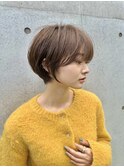 大人可愛い20代30代40代丸みショートボブ/韓国/ハイライト