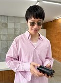 大人 メンズ ショート シンプル 黒髪 オン眉